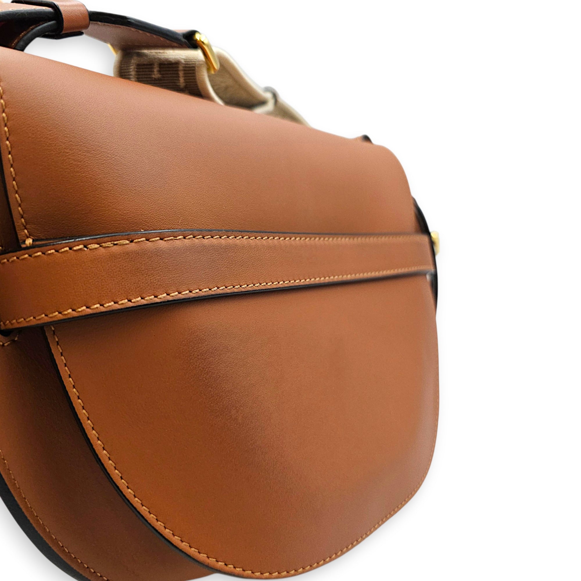 Small Gate Brown Shoulder Bag in Calfskin Gold hardware