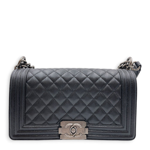 Boy Black Shoulder Bag in Caviar Leather Ruthenium hardware CL2607-22347 1