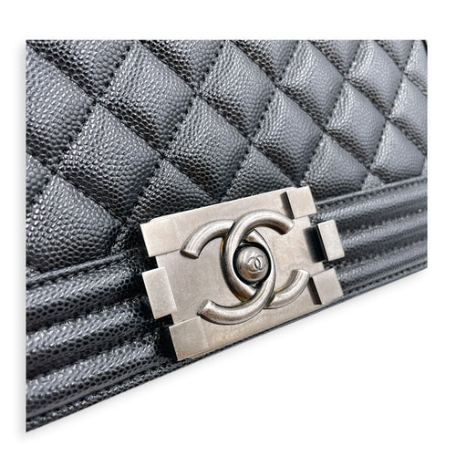 Boy Black Shoulder Bag in Caviar Leather Ruthenium hardware CL2607-22347 10