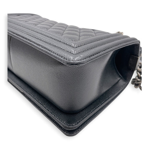 Boy Black Shoulder Bag in Caviar Leather Ruthenium hardware CL2607-22347 11