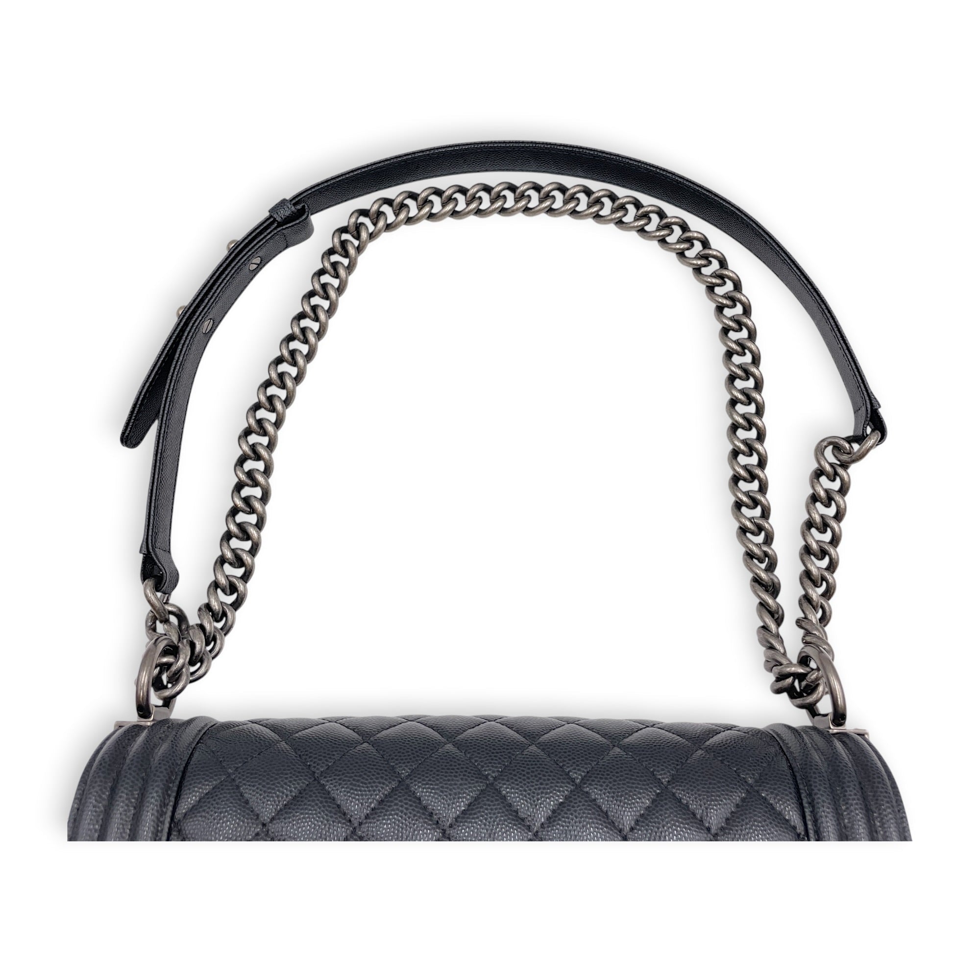Boy Black Shoulder Bag in Caviar Leather Ruthenium hardware CL2607-22347 15