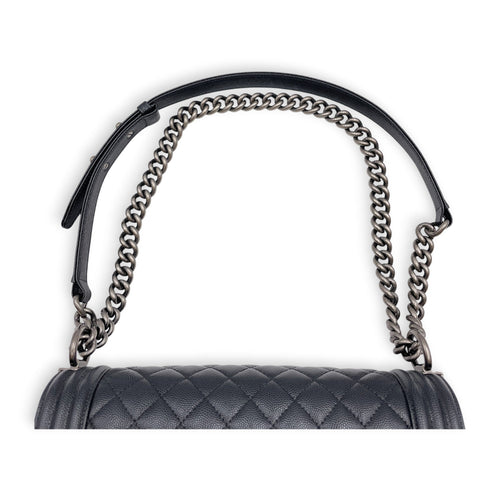 Boy Black Shoulder Bag in Caviar Leather Ruthenium hardware CL2607-22347 15
