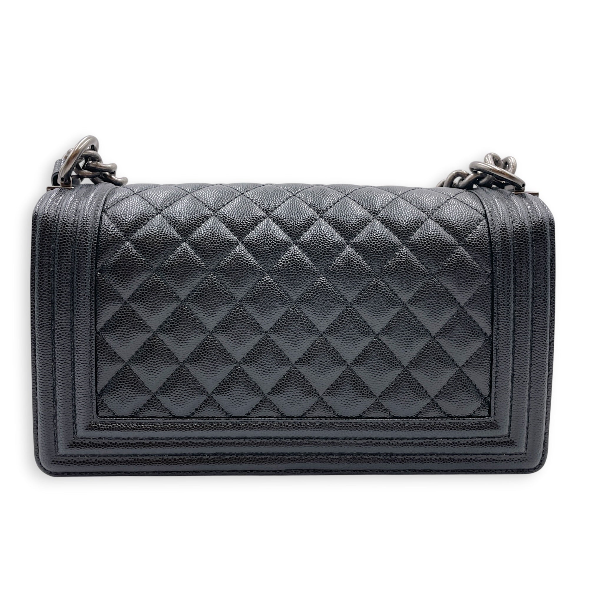 Boy Black Shoulder Bag in Caviar Leather Ruthenium hardware CL2607-22347 2