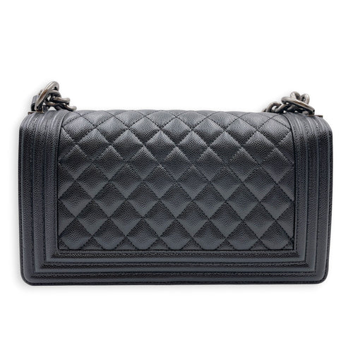Boy Black Shoulder Bag in Caviar Leather Ruthenium hardware CL2607-22347 2