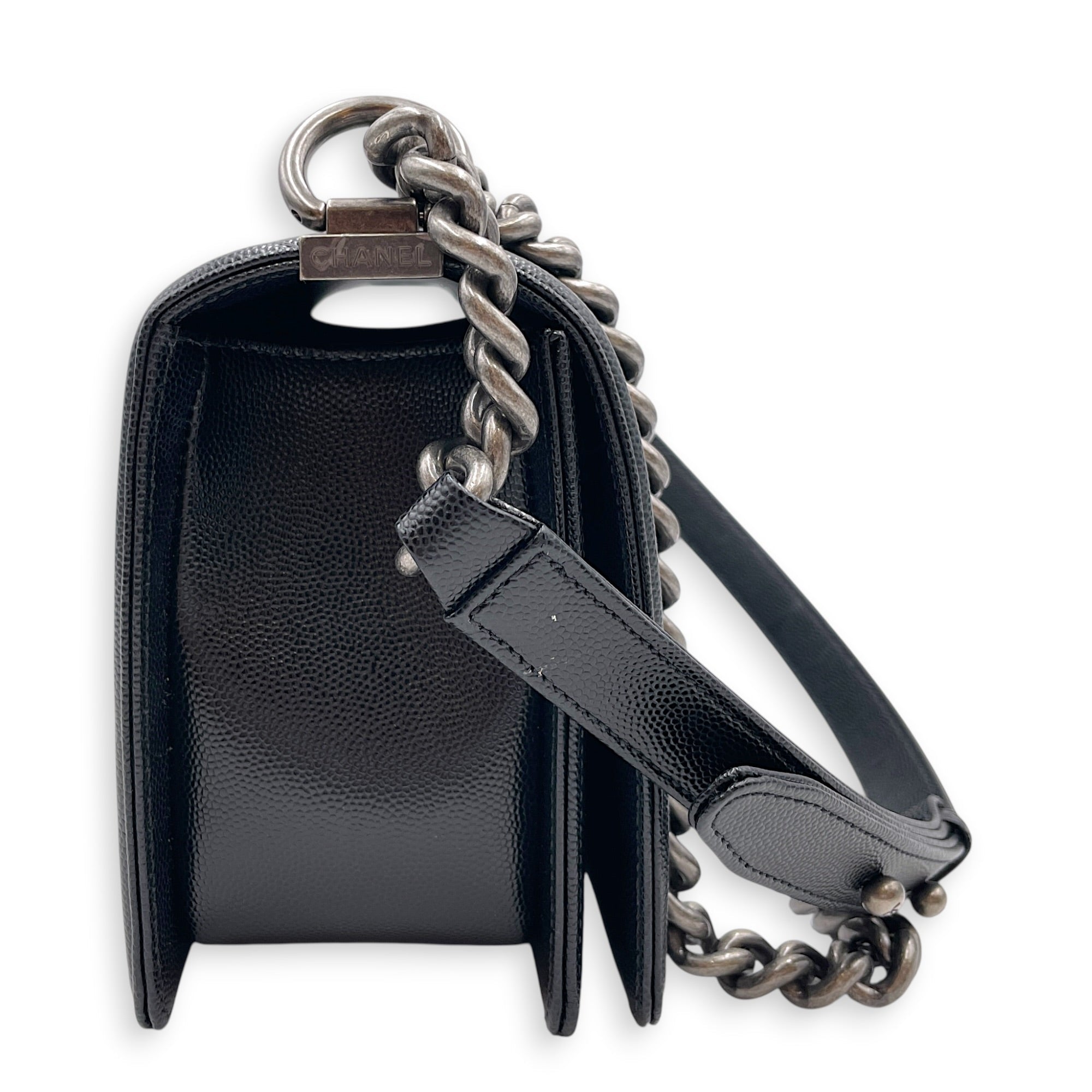 Boy Black Shoulder Bag in Caviar Leather Ruthenium hardware CL2607-22347 4