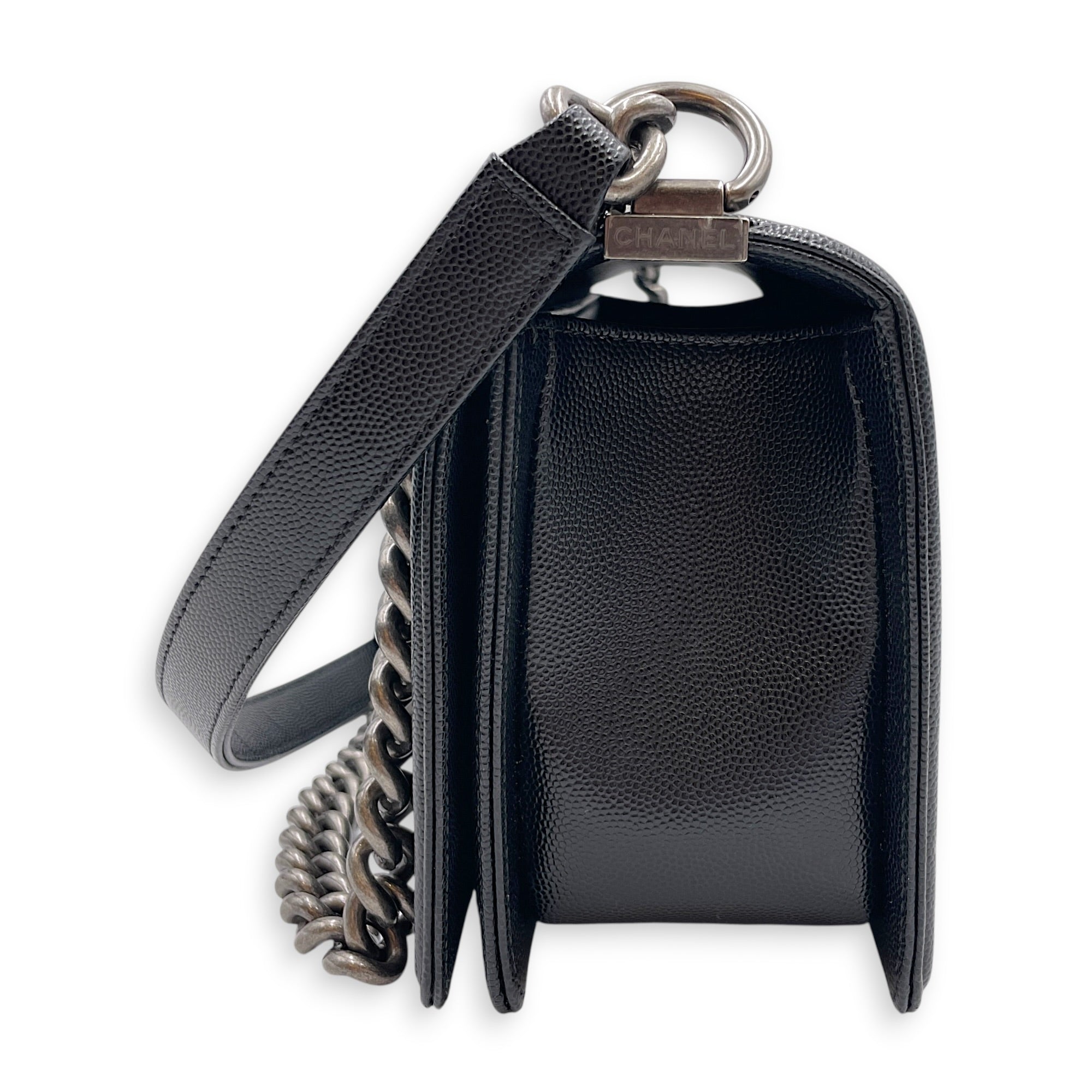 Boy Black Shoulder Bag in Caviar Leather Ruthenium hardware CL2607-22347 5
