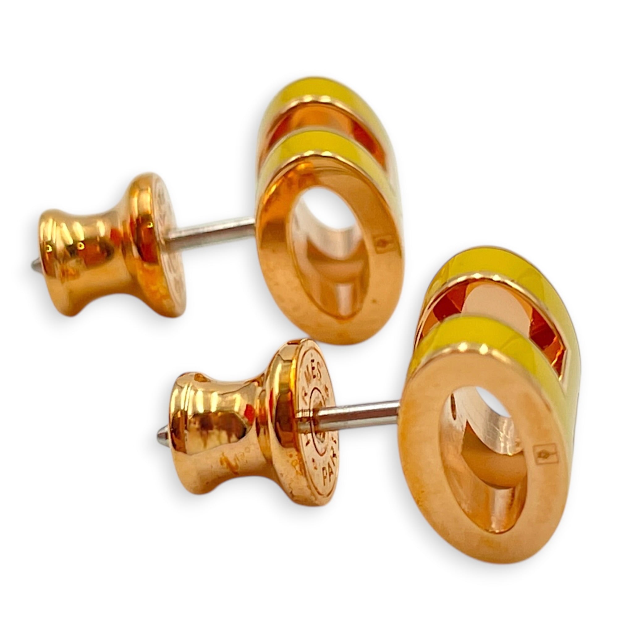 Pop H Jaune Sature Earrings Rose Gold hardware CL2607-22351 3