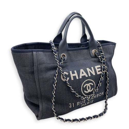 Deauville Medium Blue Tote Bag in Denim Silver hardware CL2607-22354 11