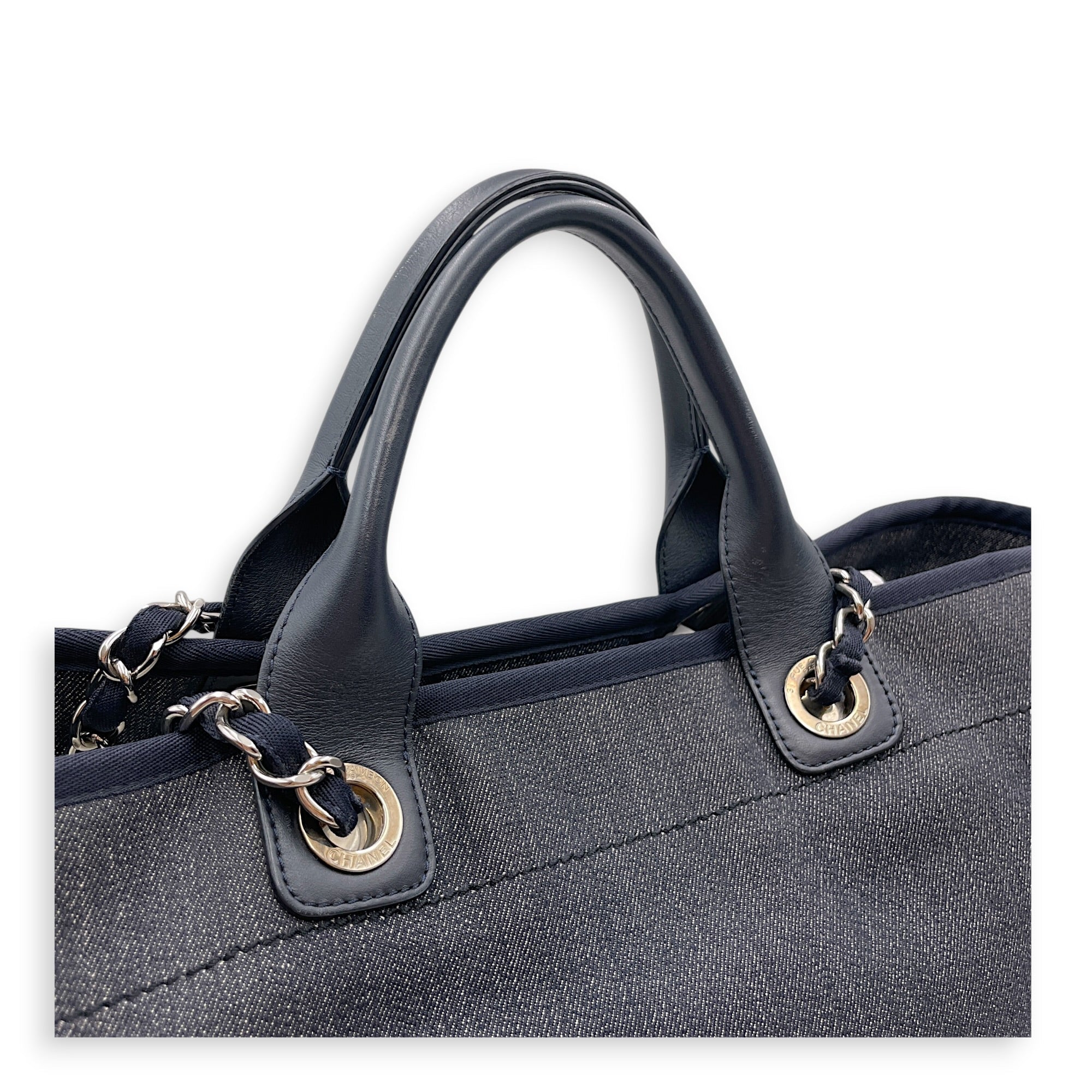 Deauville Medium Blue Tote Bag in Denim Silver hardware CL2607-22354 13