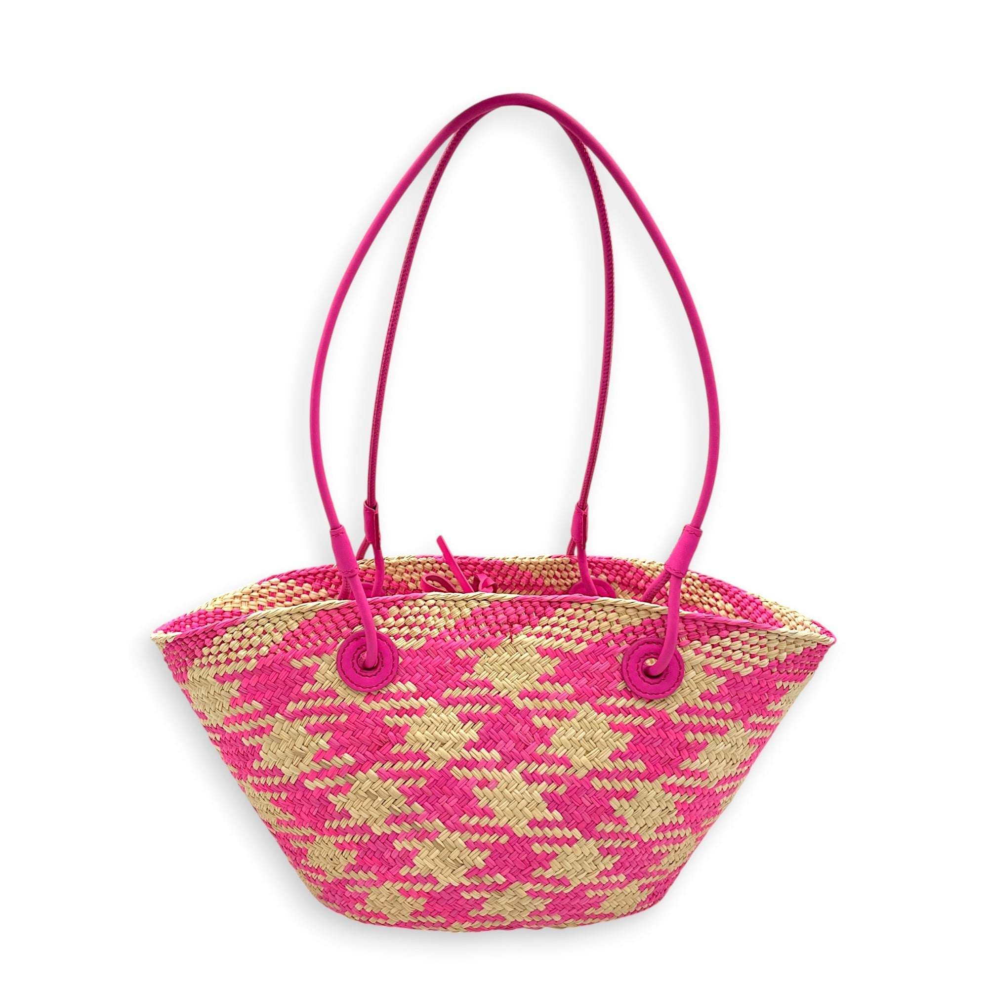 Loewe x Paula's Ibiza Anagram Basket Pink Shoulder Bag in Rattan CL2607-22355 2