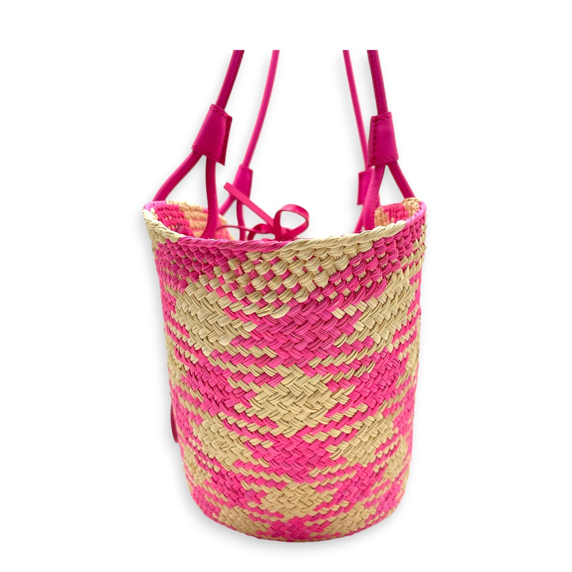Loewe x Paula's Ibiza Anagram Basket Pink Shoulder Bag in Rattan CL2607-22355 3