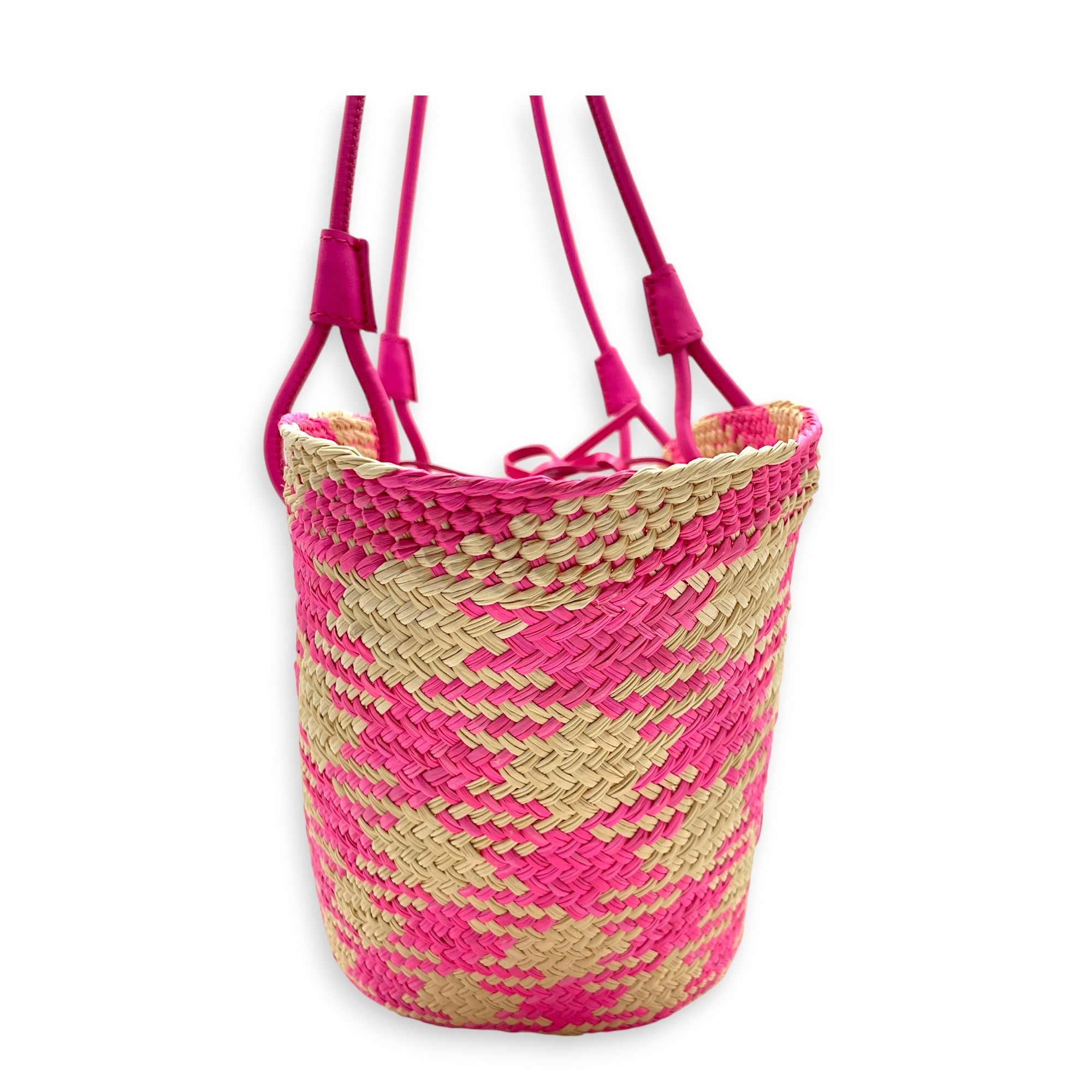 Loewe x Paula's Ibiza Anagram Basket Pink Shoulder Bag in Rattan CL2607-22355 6