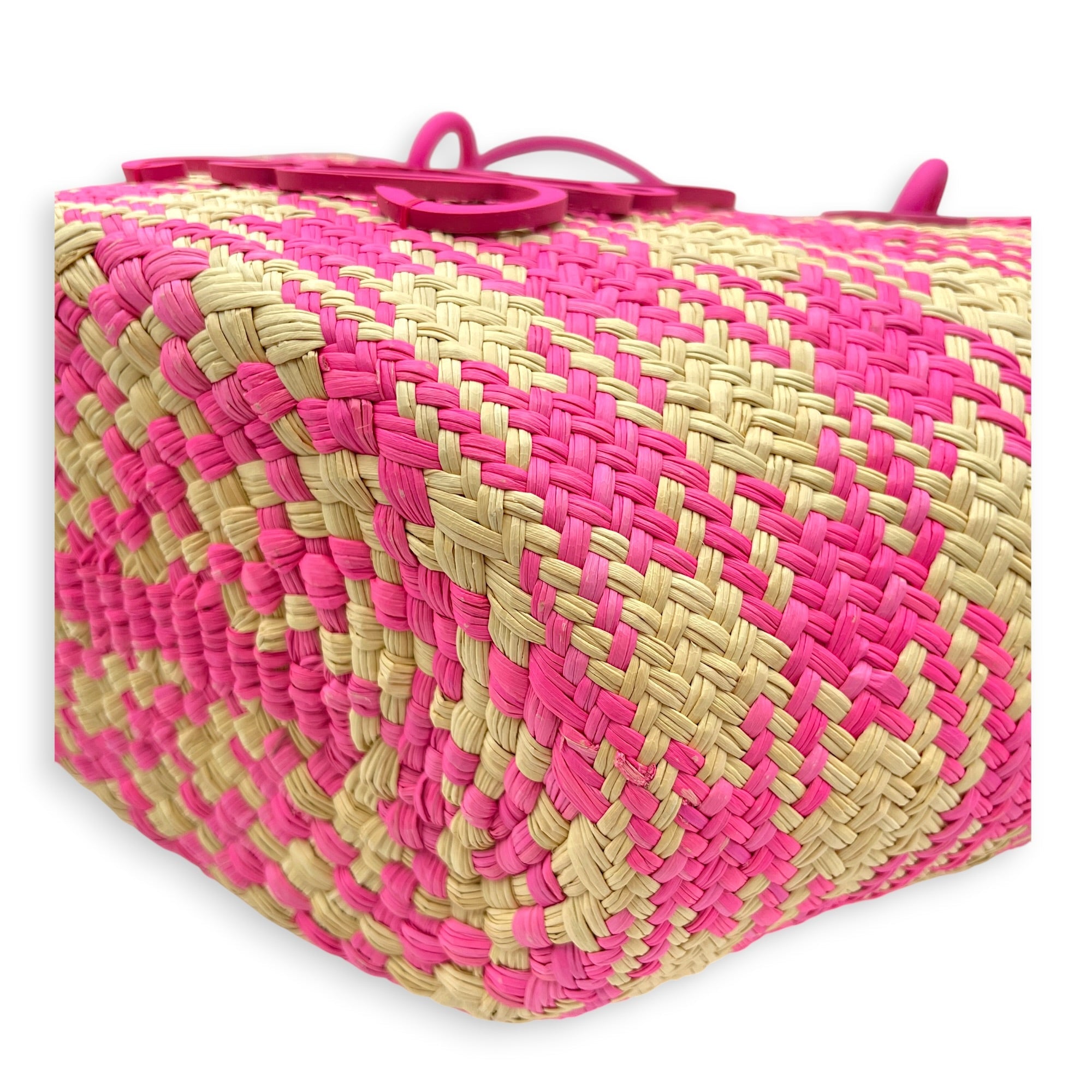 Loewe x Paula's Ibiza Anagram Basket Pink Shoulder Bag in Rattan CL2607-22355 8