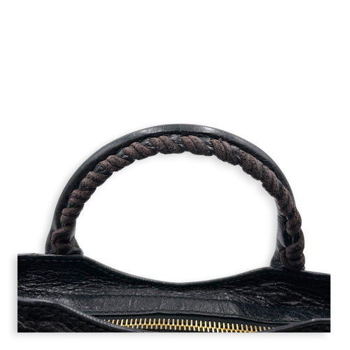 Mini City Black Crossbody Bag in Distressed Leather Gold hardware