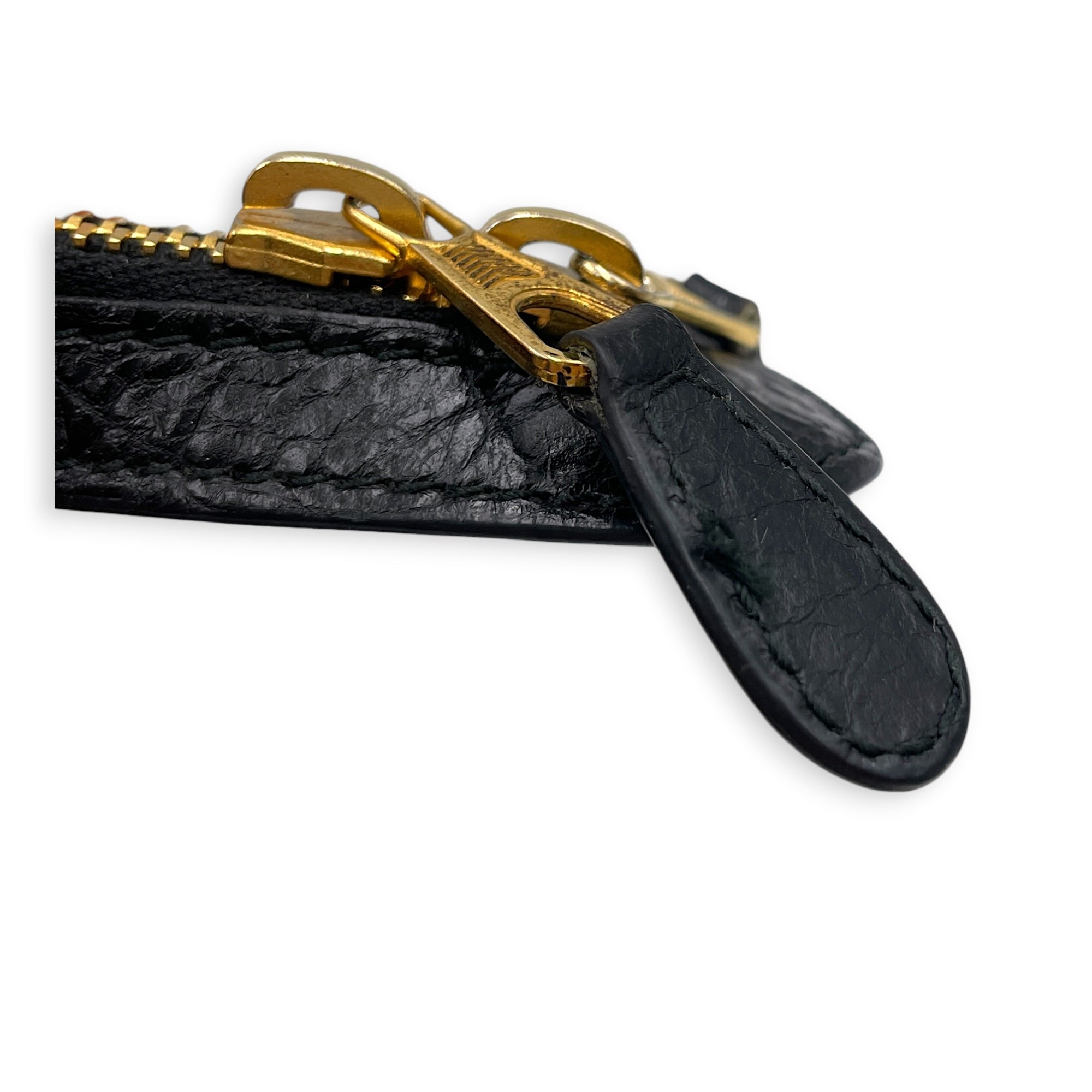 Mini City Black Crossbody Bag in Distressed Leather Gold hardware