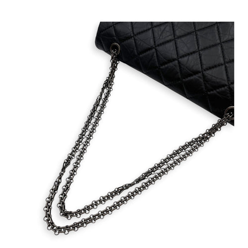 Reissue 2.55 Flap Black Shoulder Bag in Distressed Leather Ruthenium hardware CL2607-22358 10