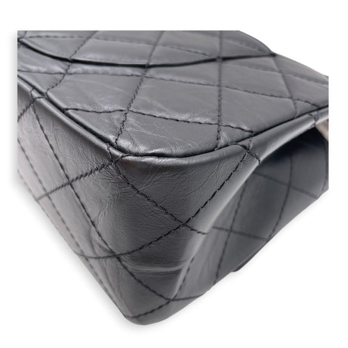 Reissue 2.55 Flap Black Shoulder Bag in Distressed Leather Ruthenium hardware CL2607-22358 12