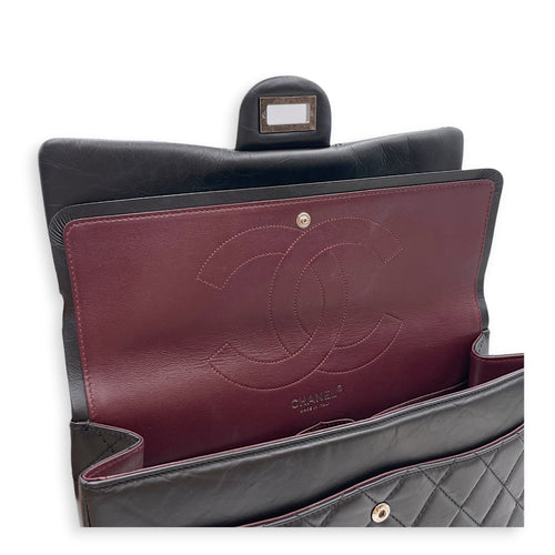Reissue 2.55 Flap Black Shoulder Bag in Distressed Leather Ruthenium hardware CL2607-22358 14