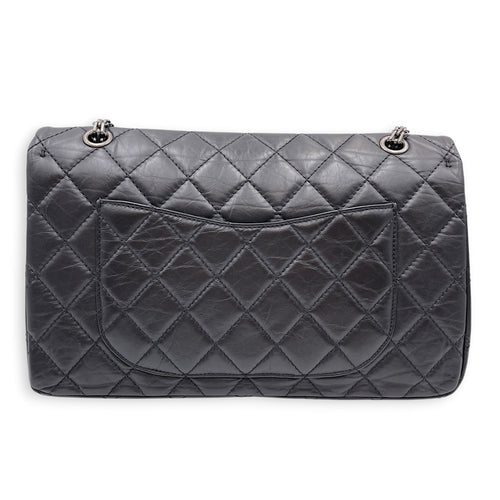 Reissue 2.55 Flap Black Shoulder Bag in Distressed Leather Ruthenium hardware CL2607-22358 2