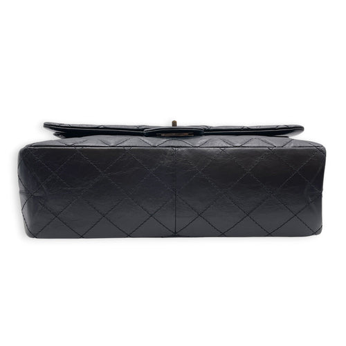 Reissue 2.55 Flap Black Shoulder Bag in Distressed Leather Ruthenium hardware CL2607-22358 4