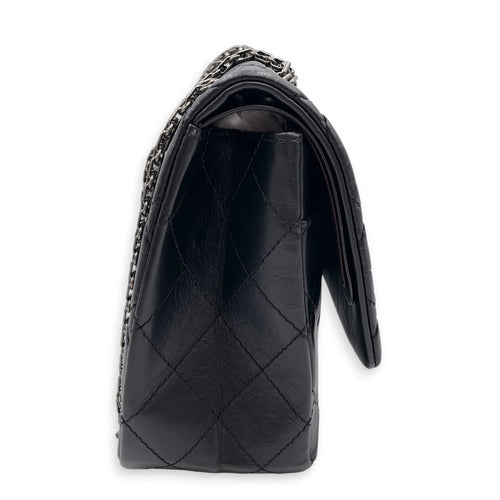 Reissue 2.55 Flap Black Shoulder Bag in Distressed Leather Ruthenium hardware CL2607-22358 5