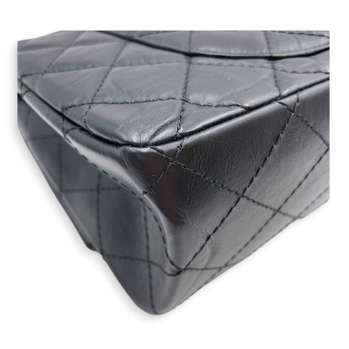 Reissue 2.55 Flap Black Shoulder Bag in Distressed Leather Ruthenium hardware CL2607-22358 7
