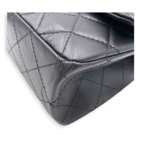 Reissue 2.55 Flap Black Shoulder Bag in Distressed Leather Ruthenium hardware CL2607-22358 8