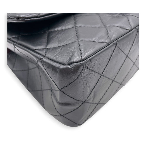 Reissue 2.55 Flap Black Shoulder Bag in Distressed Leather Ruthenium hardware CL2607-22358 9