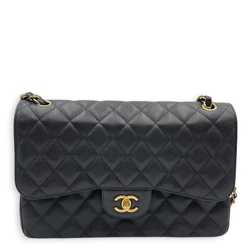 Classic Flap Jumbo Black Shoulder Bag in Caviar Leather Gold hardware CL2607-22361 1