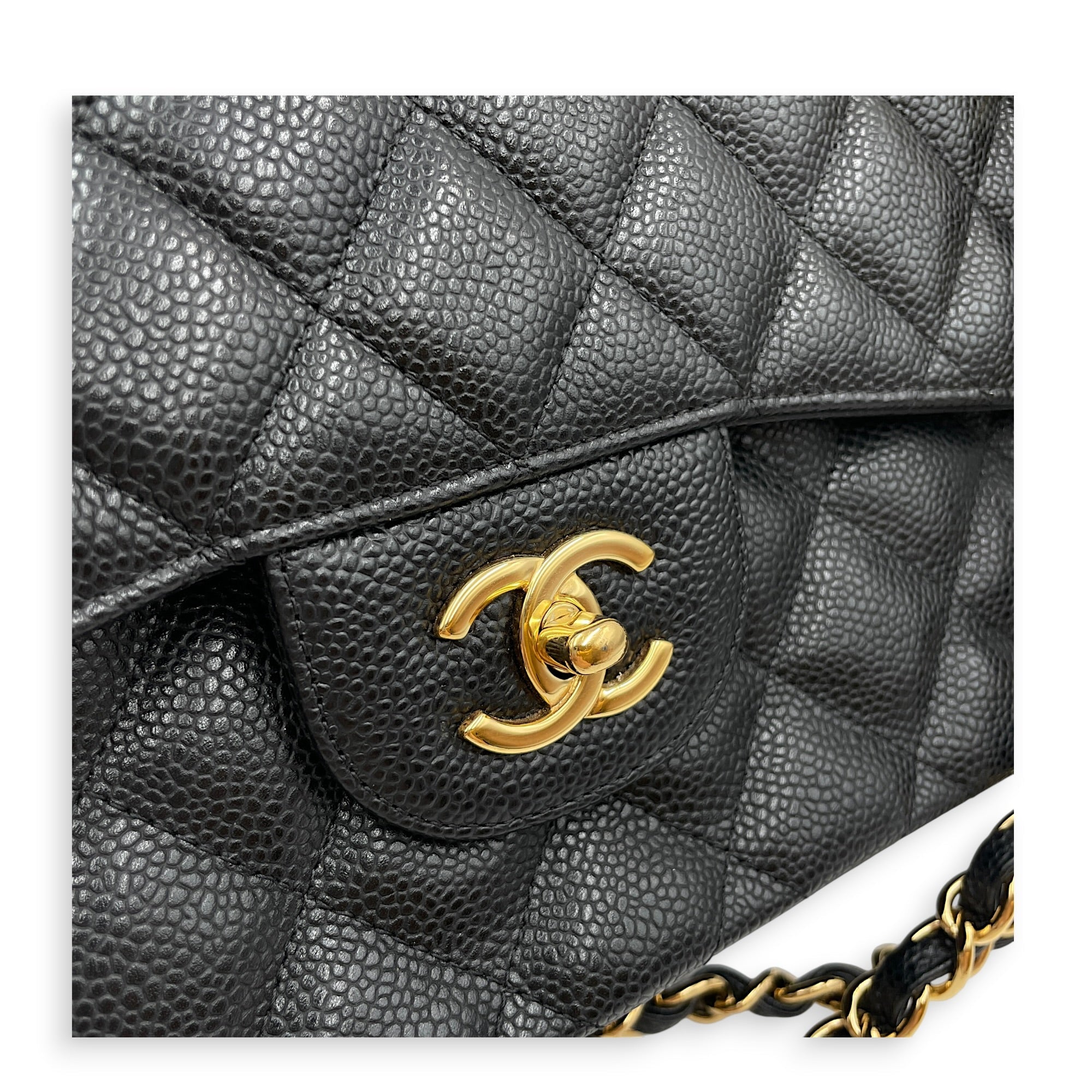 Classic Flap Jumbo Black Shoulder Bag in Caviar Leather Gold hardware CL2607-22361 10