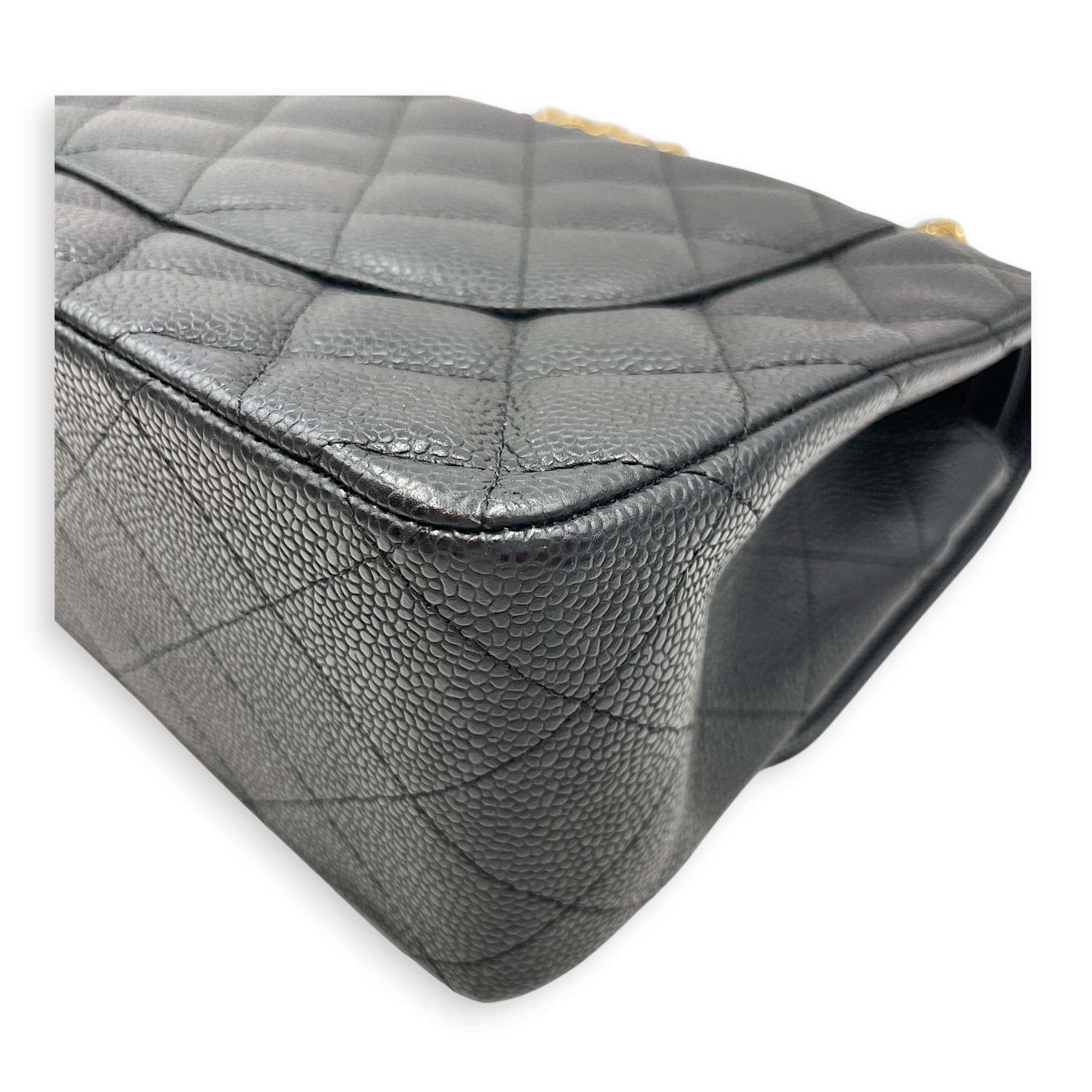Classic Flap Jumbo Black Shoulder Bag in Caviar Leather Gold hardware CL2607-22361 11