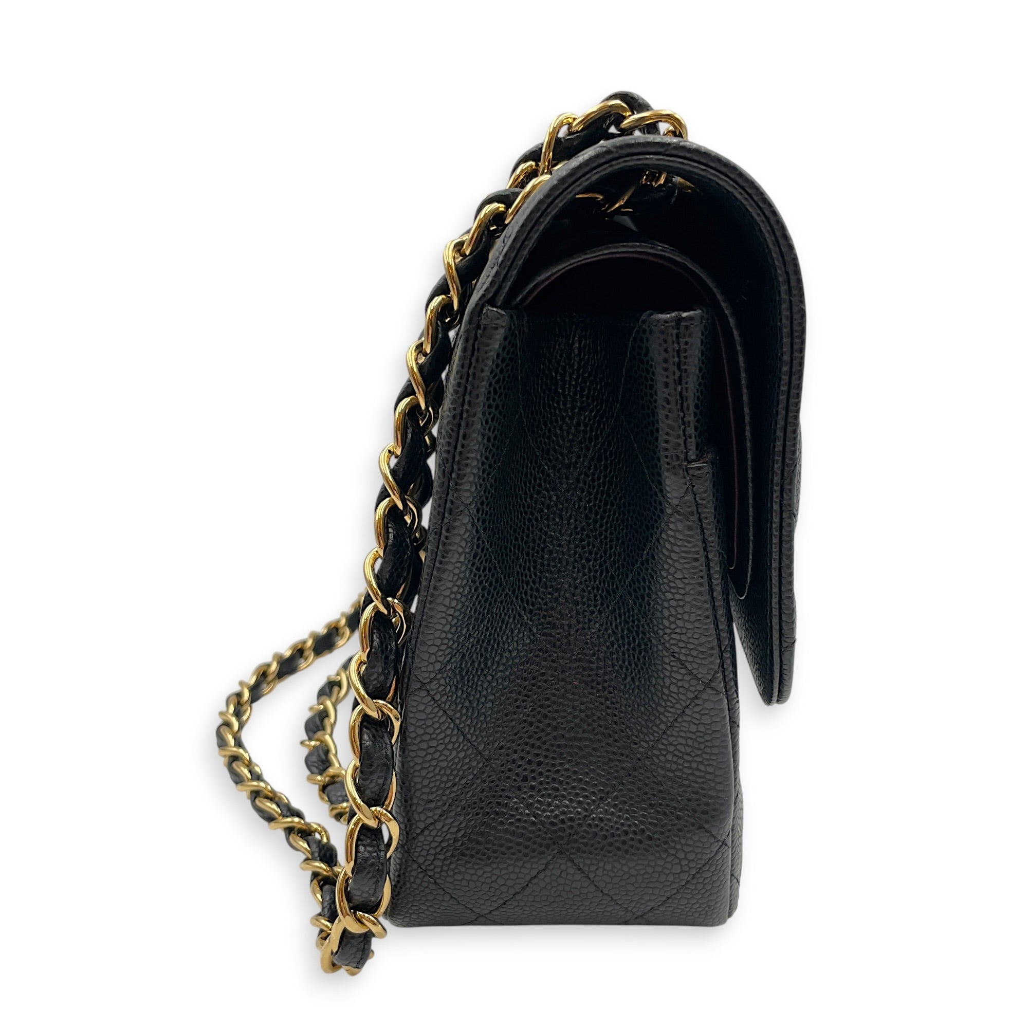 Classic Flap Jumbo Black Shoulder Bag in Caviar Leather Gold hardware CL2607-22361 5