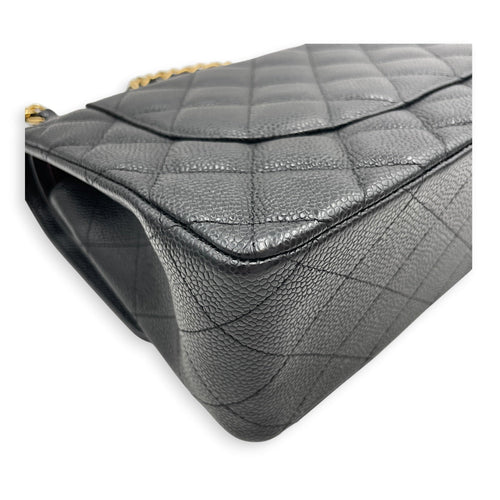 Classic Flap Jumbo Black Shoulder Bag in Caviar Leather Gold hardware CL2607-22361 6
