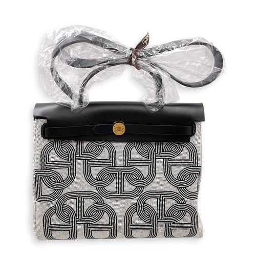 Herbag Circuit 24 31 Noir/Ecru in Canvas Gold hardware CL2607-22362 1