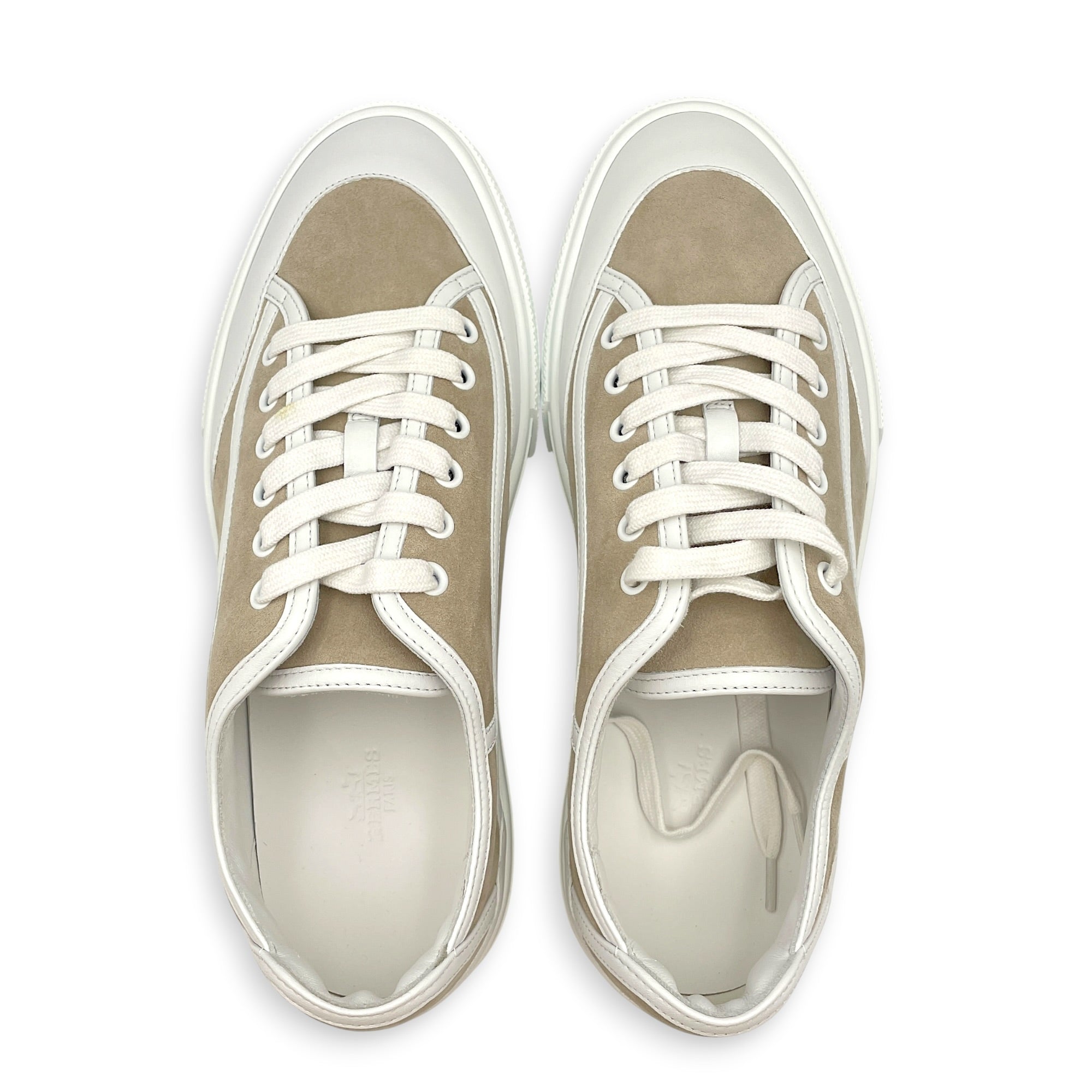 Get 41.5 Beige Garlet/ Blanc Sneakers in Suede Leather CL2607-22366 3