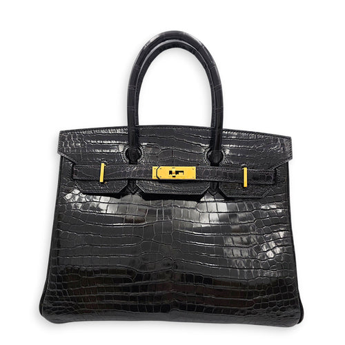 Birkin 30 Noir in Shiny Porosus Gold hardware CL2607-22367 1