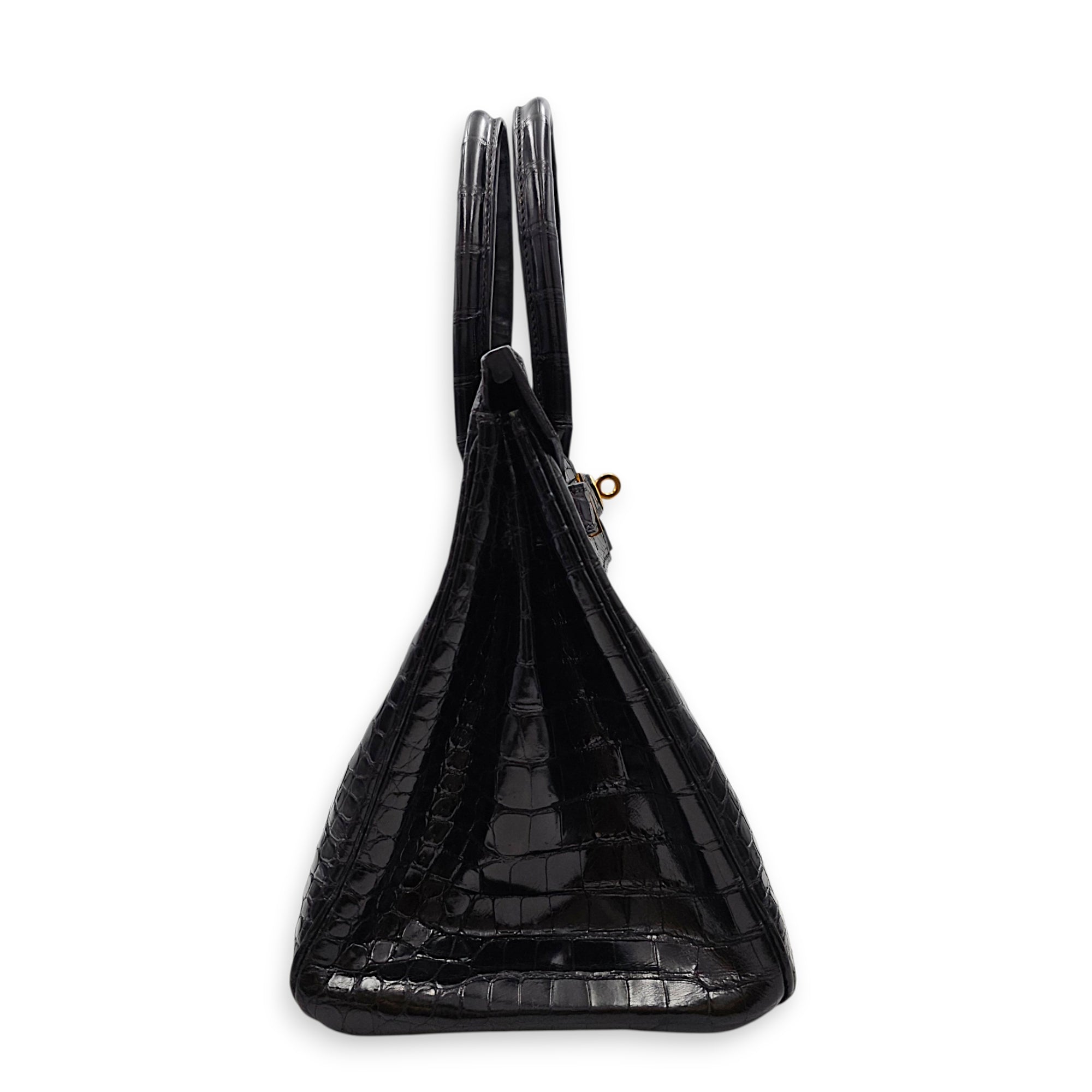 Birkin 30 Noir in Shiny Porosus Gold hardware CL2607-22367 3