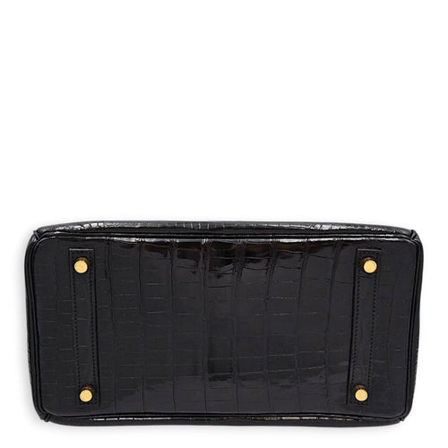 Birkin 30 Noir in Shiny Porosus Gold hardware CL2607-22367 5