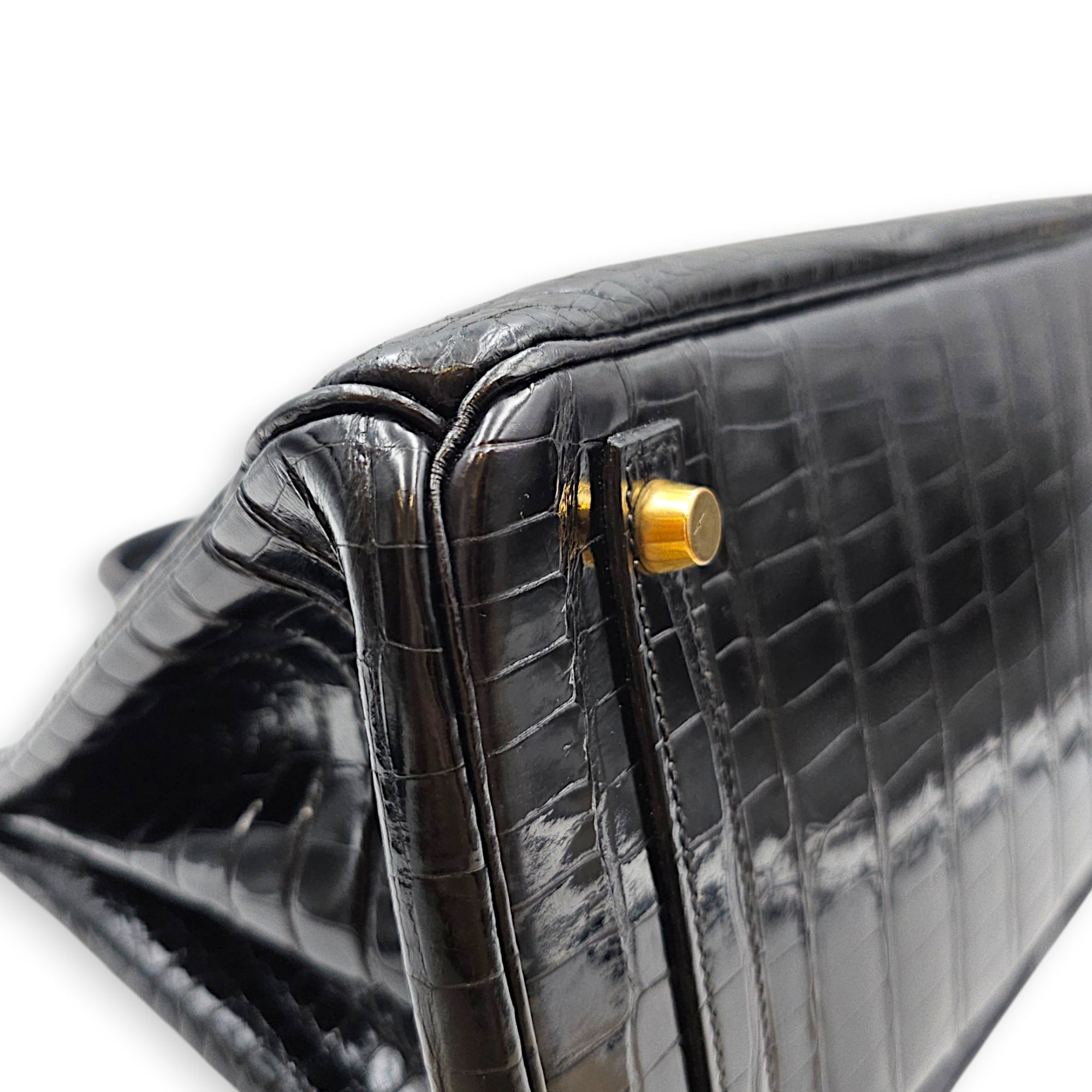 Birkin 30 Noir in Shiny Porosus Gold hardware CL2607-22367 7