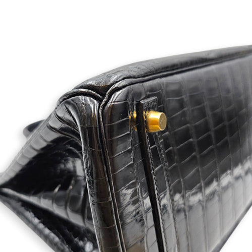 Birkin 30 Noir in Shiny Porosus Gold hardware CL2607-22367 7