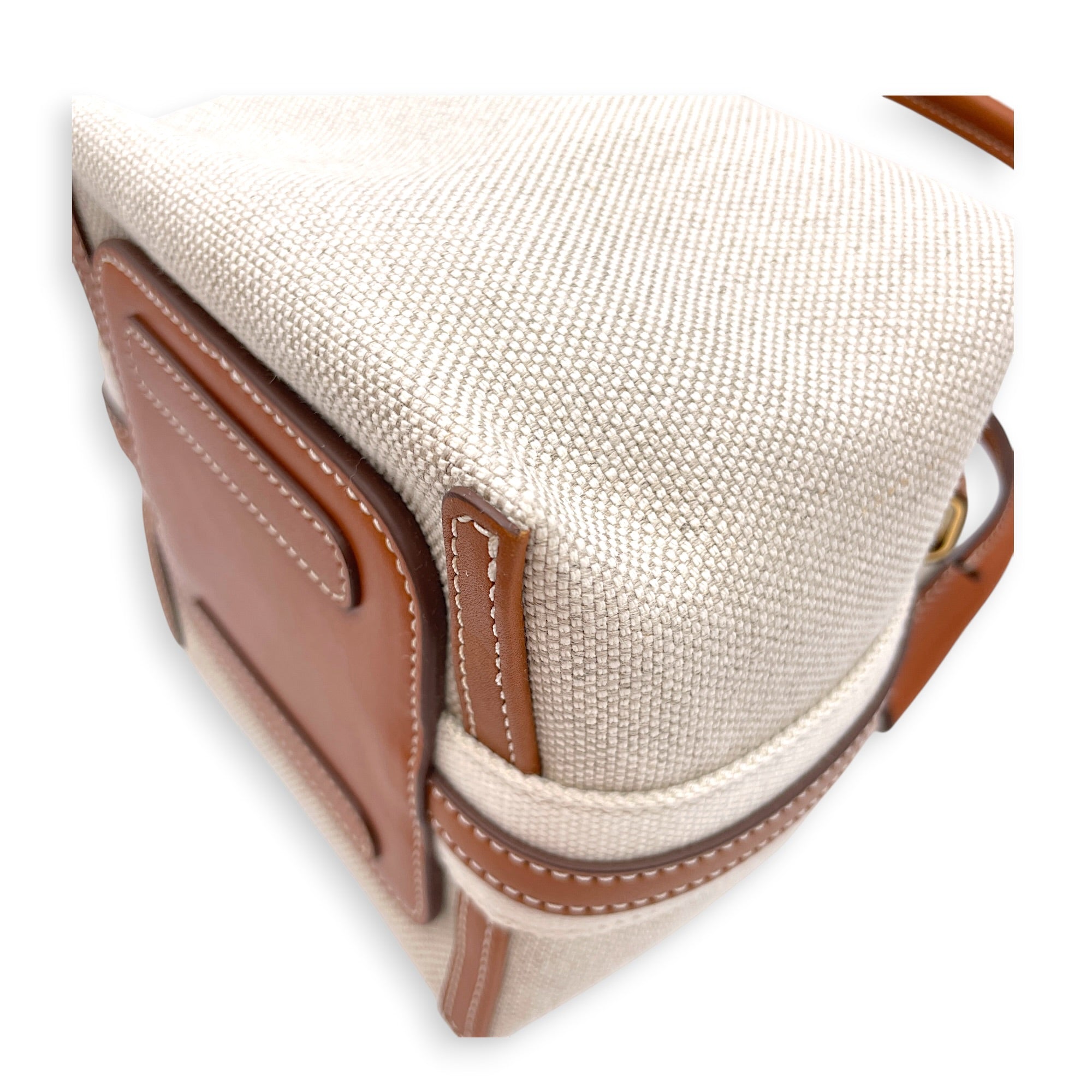 Bale Micro Beige Tote Bag in Canvas Gold hardware CL2607-22371 10