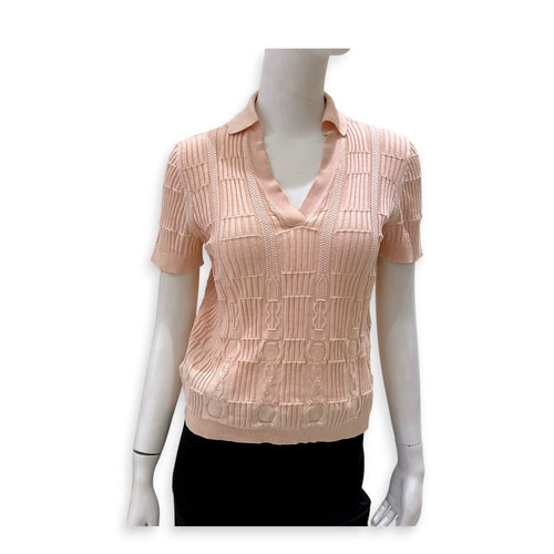 Knitted Polo Silk Shirt 38 Peach CL2607-22373 1