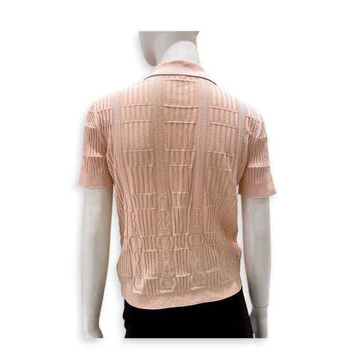 Knitted Polo Silk Shirt 38 Peach CL2607-22373 2