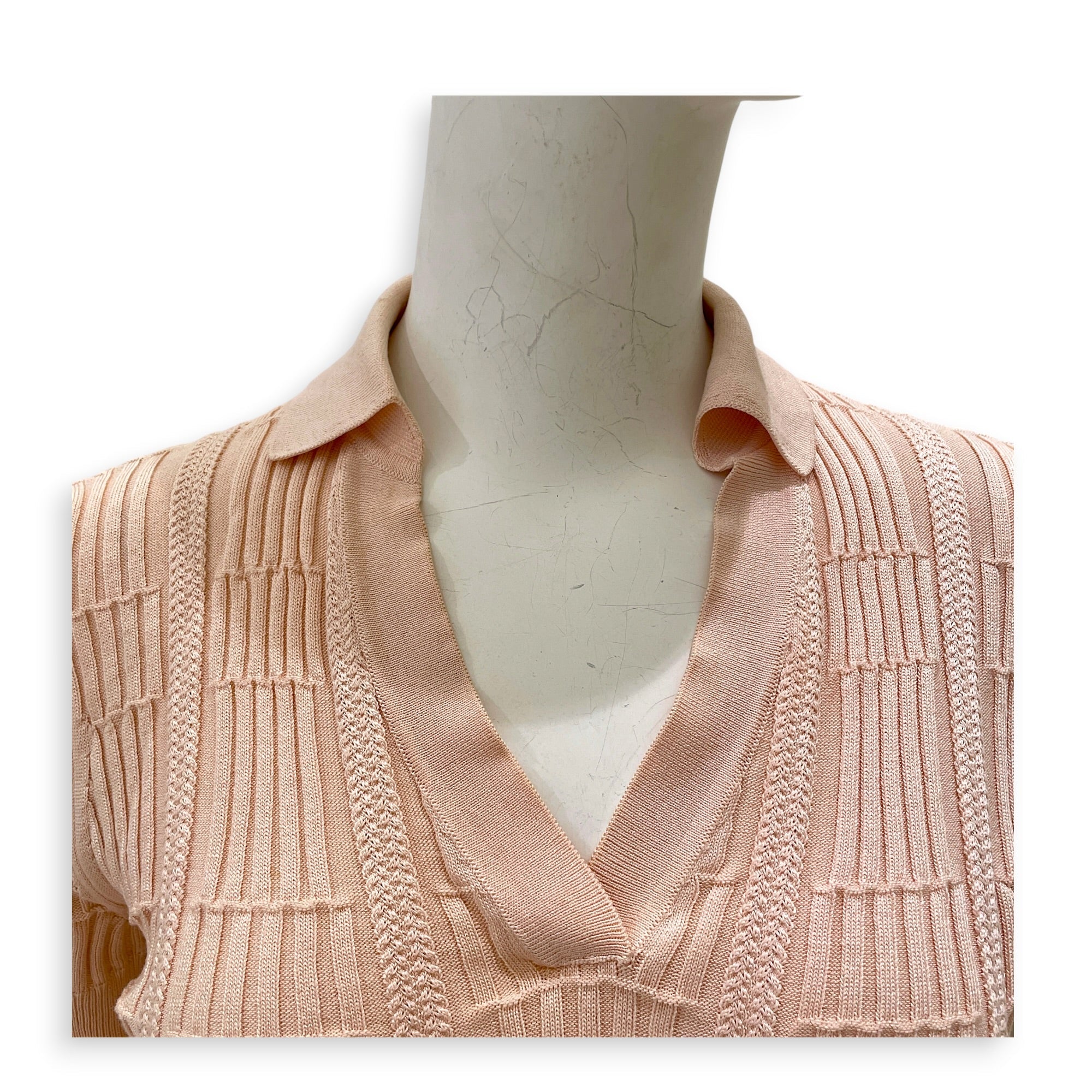 Knitted Polo Silk Shirt 38 Peach CL2607-22373 3