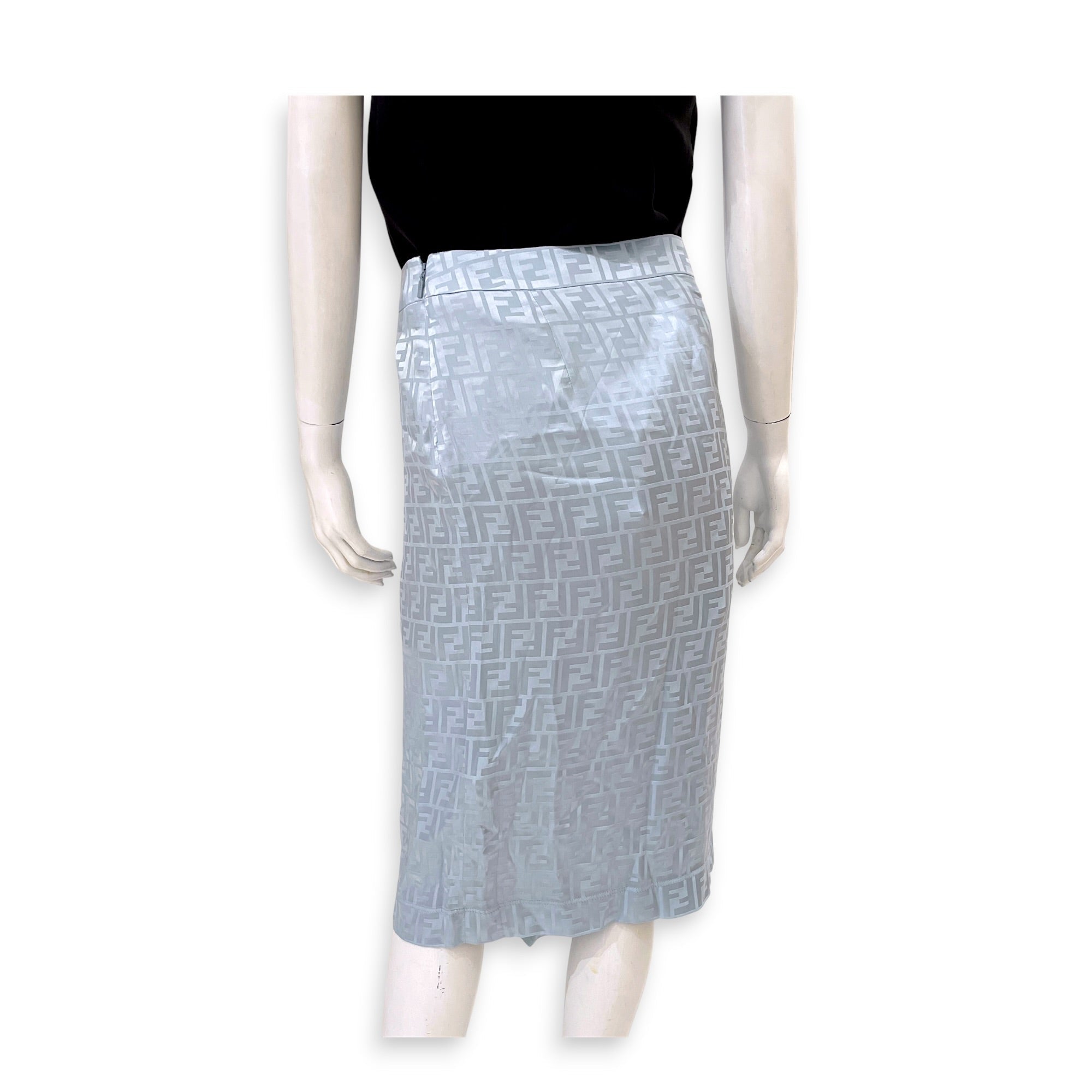 Gonna FF Crepe Satin Skirt  38 Blue Ready-To-Wear CL2607-22374 2