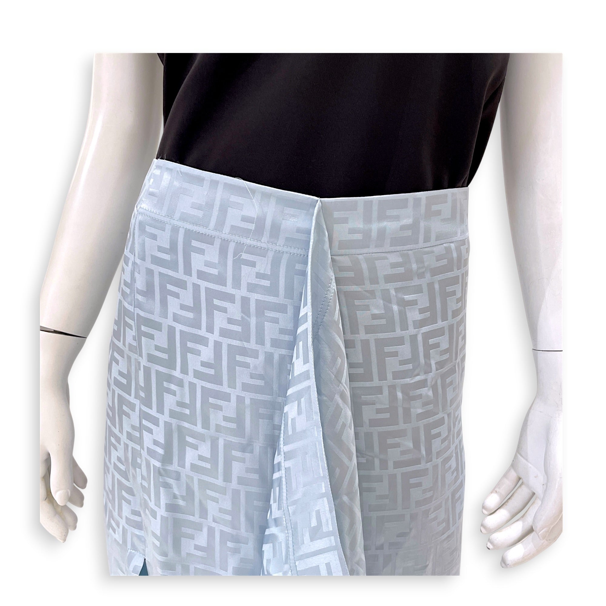 Gonna FF Crepe Satin Skirt  38 Blue Ready-To-Wear CL2607-22374 3