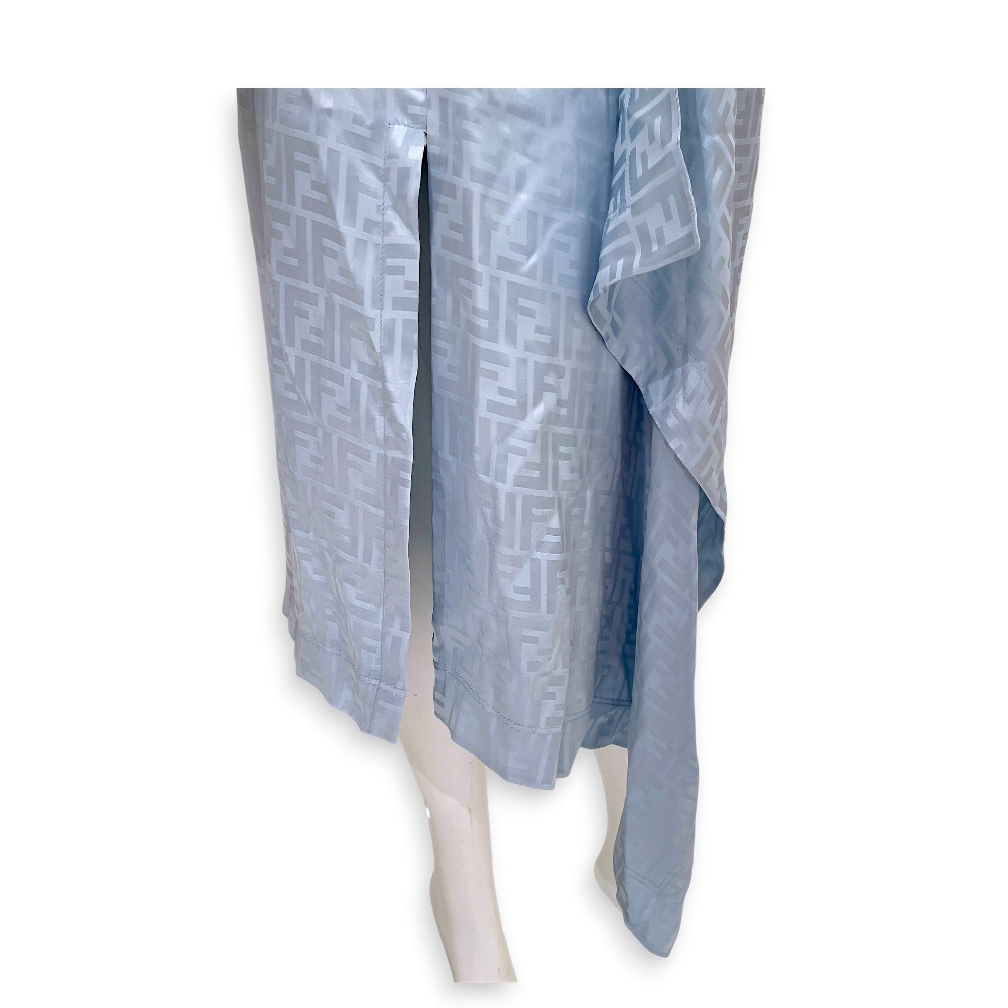 Gonna FF Crepe Satin Skirt  38 Blue Ready-To-Wear CL2607-22374 6