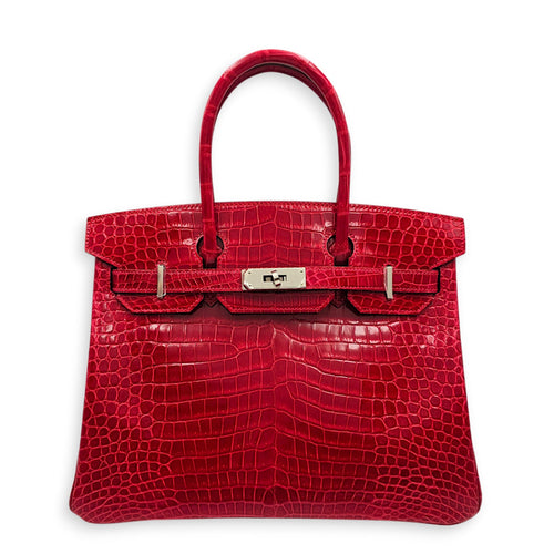 Birkin 30 Braise Top Handle Bag in Shiny Porosus Palladium hardware CL2607-22375 1
