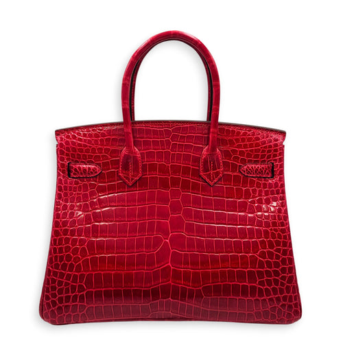 Birkin 30 Braise Top Handle Bag in Shiny Porosus Palladium hardware CL2607-22375 2
