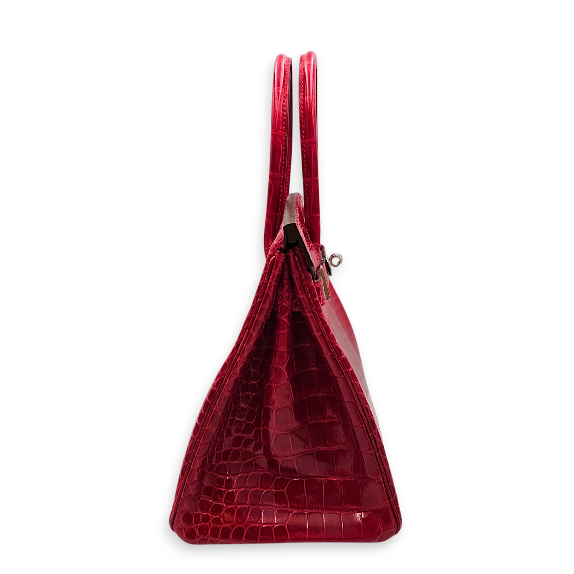 Birkin 30 Braise Top Handle Bag in Shiny Porosus Palladium hardware CL2607-22375 3